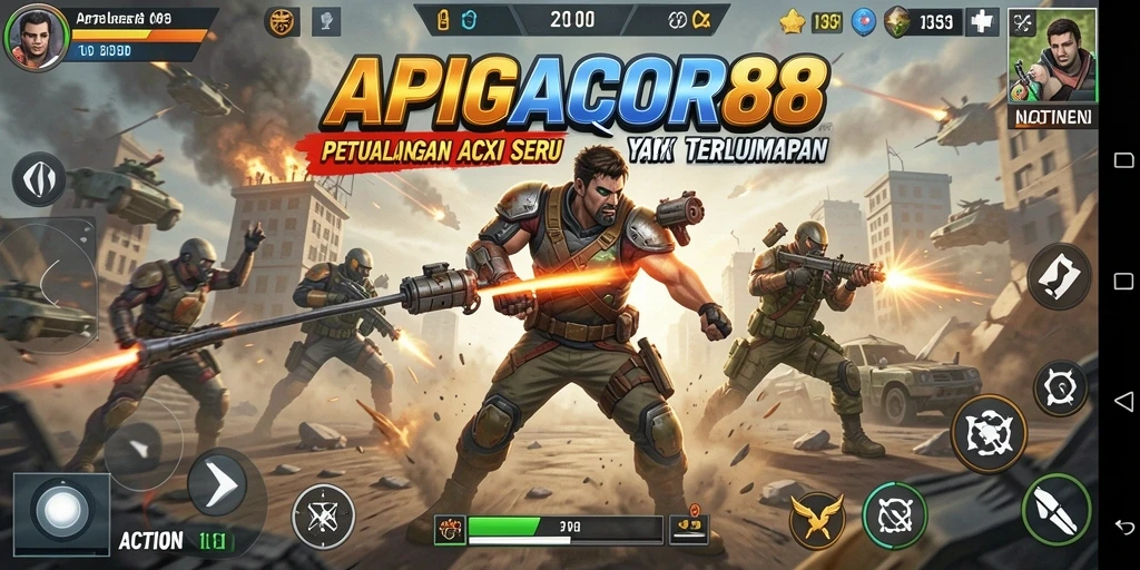 Screenshot utama APIGACOR88 menampilkan pertarungan aksi yang mendebarkan.