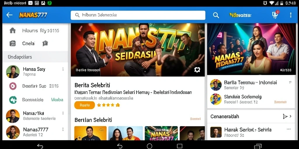 Tampilan antarmuka NANAS777 dengan berita selebriti terkini.