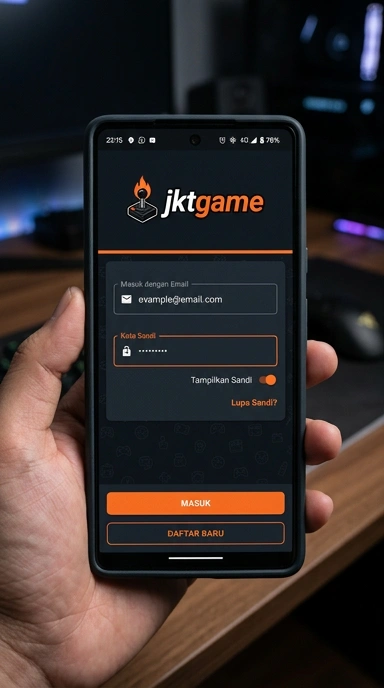 Tampilan halaman login jktgame