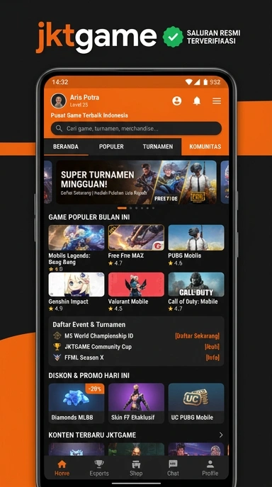 Tampilan kanal resmi jktgame
